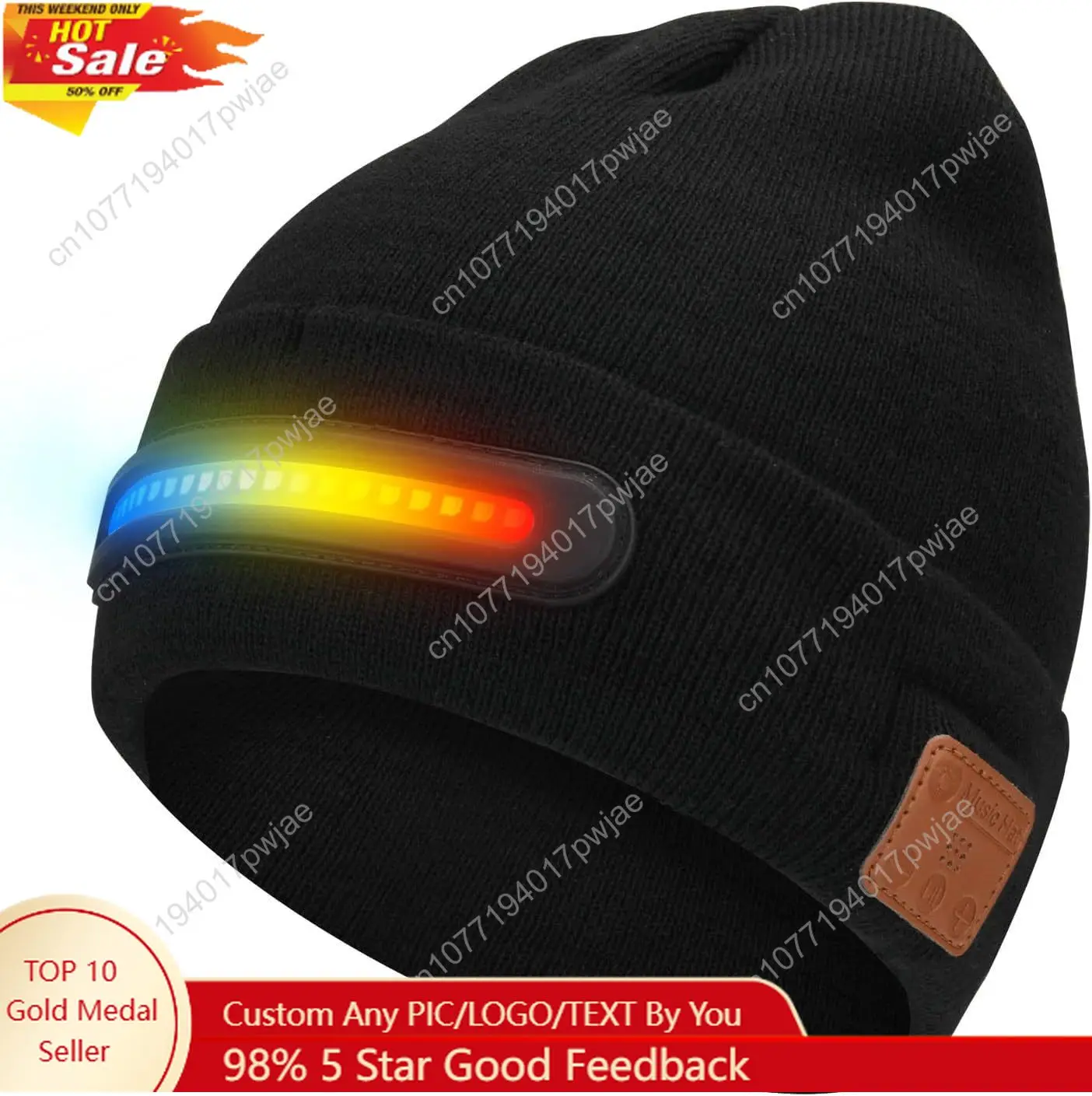 

MISERWE Music Dance Light Beanie Hat, Unisex Rechargeable Headlamp Beanie with 20 LED Lights and Detachable Mic, Wireless Music