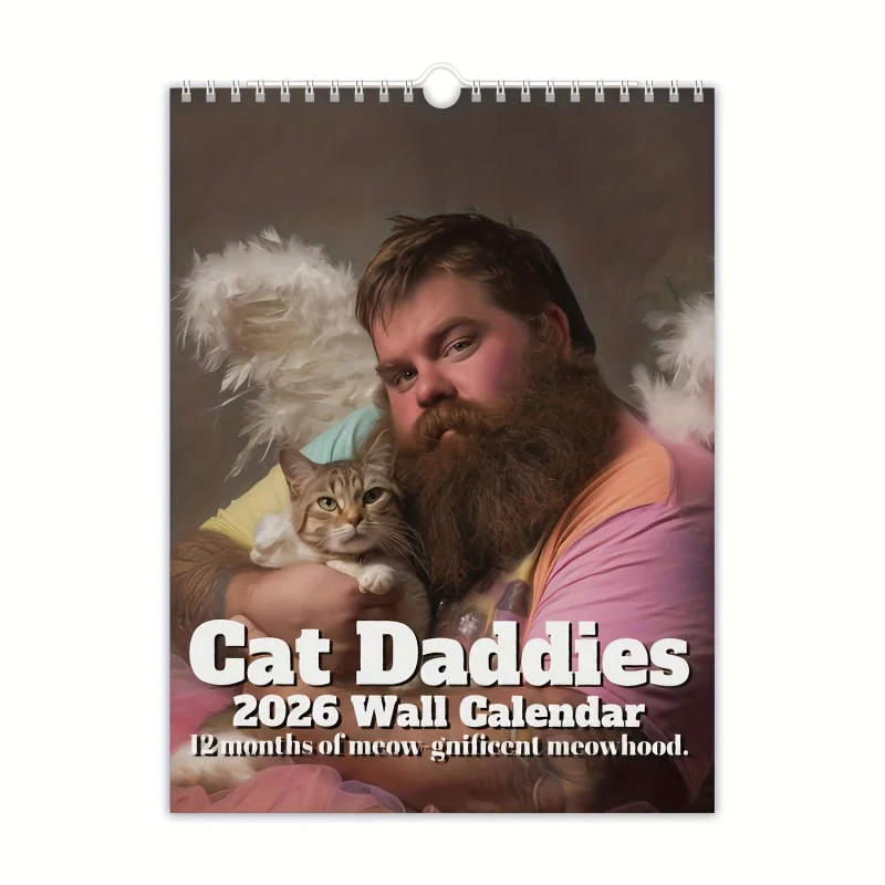 تقويم ممتع سنوي لعام 2026 - ملصقات حائط للتصوير الفوتوغرافي على شكل قطة لطيفة وممتعة، مع تصميم شهر، ديكور منزلي