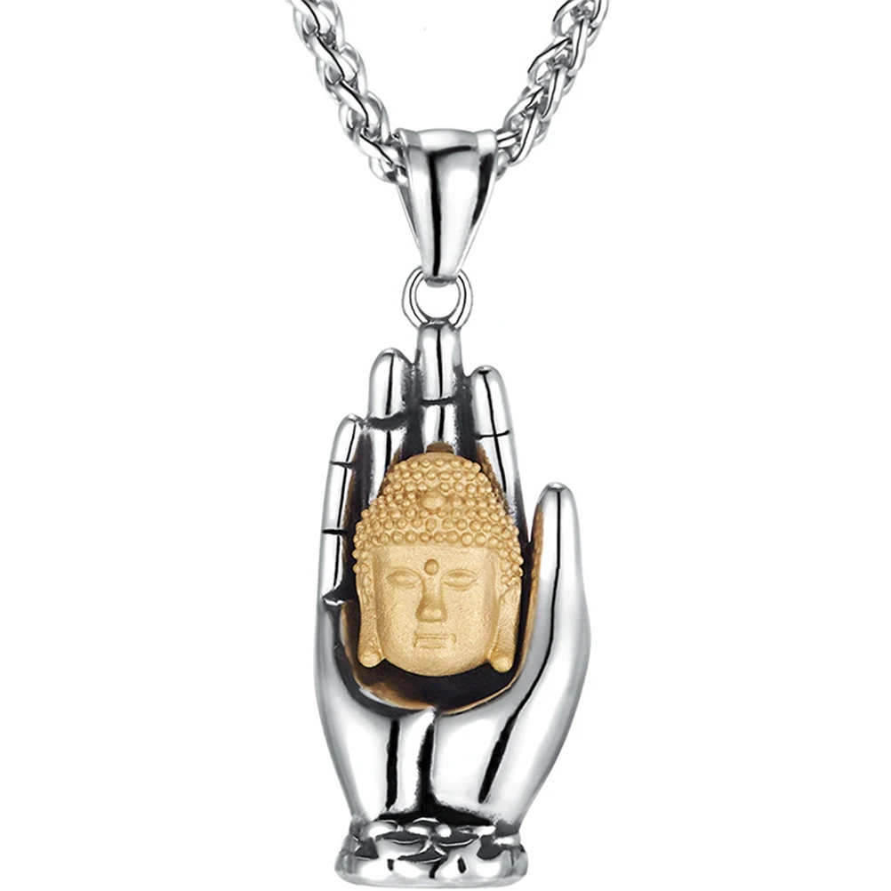 

Buddha Palm Necklace for Men Hand Palm Jewelry Mens Pendant Celebrations Gifts Unique Fashion Design Charm Accessories