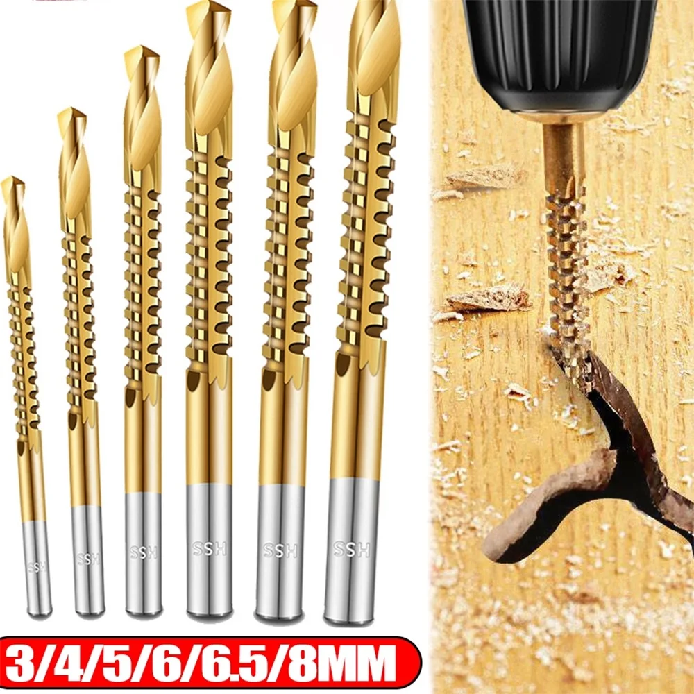 

6Pcs Cobalt Drill Bits Spiral Metric Composite Tap Drill Bit Tap Twist Drill Bit Wood Drill For Cutting Drilling Slotting 3-8mm