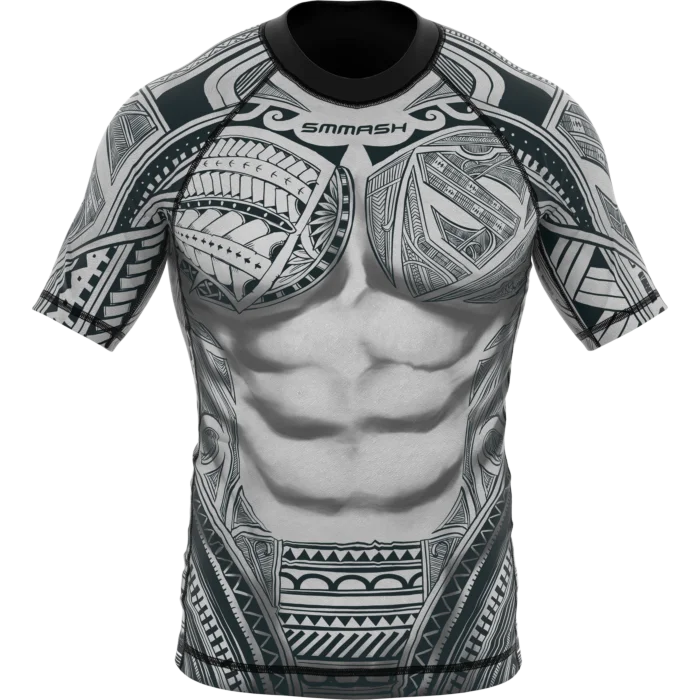 Men Athletic Workout Top, Polynesian Tribal Graphic, Milk Silk, Slim Fit, Skin-Friendly, Breathable for Jogging & Casual Wear