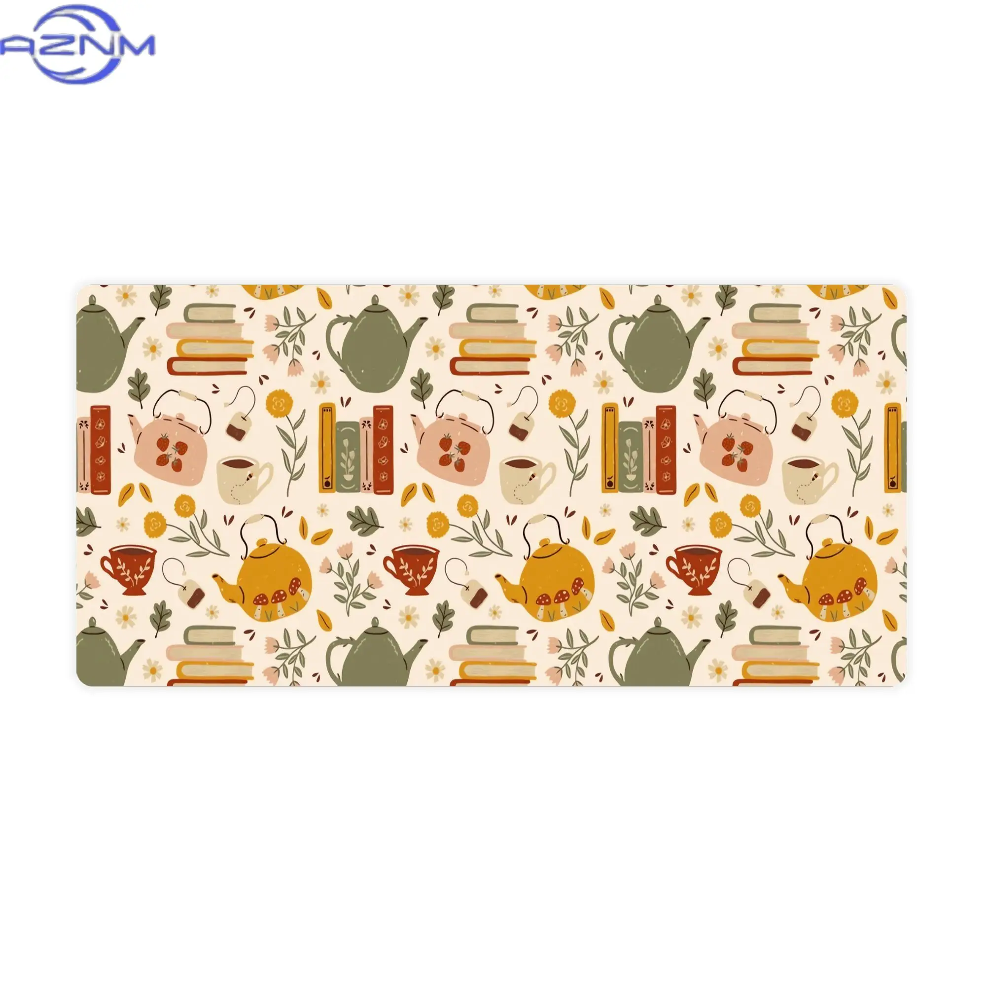 A Large Desk Mat Featuring Floral Designs And Tea Themes for Gaming And Streaming Setups Makes a Striking Addition to Your Works