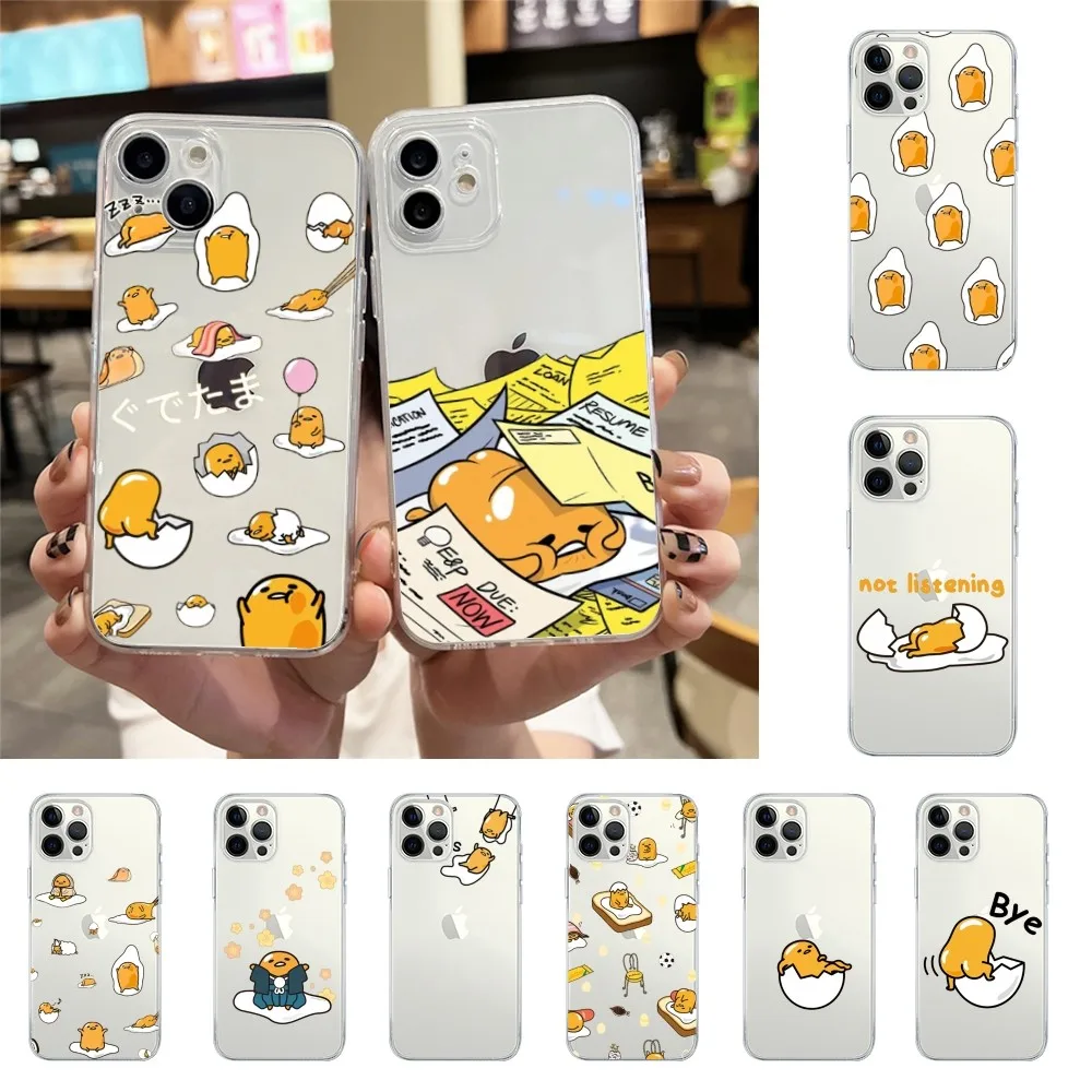 S-Sanrio G-Gudetama Phone Case For Iphone 15 11 13 14 Pro Max 7 8 Plus X Xr Xs Max Se2020 12mini Transparent Cover