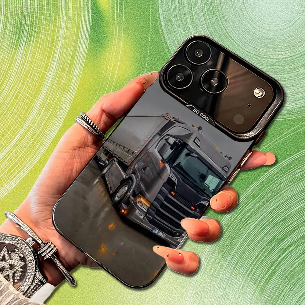 Custodia per telefono Cool S-ScaniaS T-Truck Art per iPhone 14,17,13,12,11,16,15, Mini,Pro,SE,XS,MAX, cover in silicone nero opaco