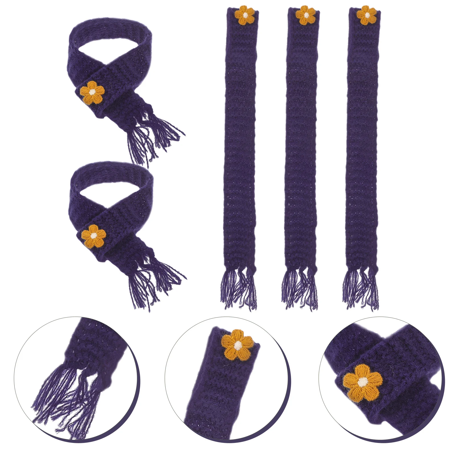 

5Pcs Miniature Scarf Soft Yarn Knitted Wine Bottle Decoration DIY Accessory Adjustable Size Elegant Design Mini Scarf