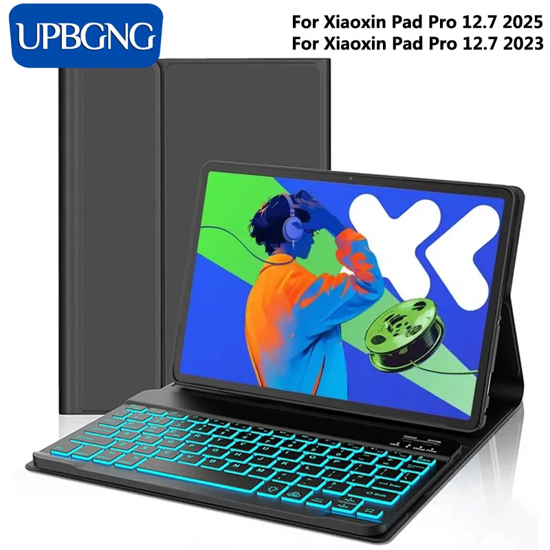 

Чехол-клавиатура для Xiaoxin Pad Pro 12.7 2025, беспроводная клавиатура с подсветкой и защитным чехлом для Lenovo Pad Pro 2023, аксессуары