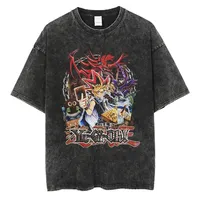 Yu Gi Oh Anime Short Sleeve T-shirt Men's Hip Hop Street Vintage Harajuku Style Summer Washingt Shirt