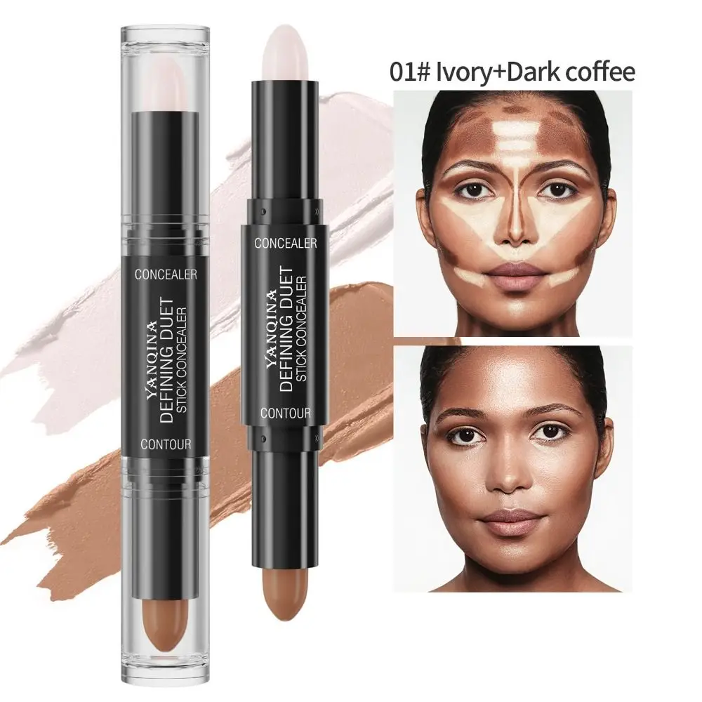 2in1 Face Foundation Long Lasting Double Head Dark Circles Corrector Stereomodification Highlight Concealer Pen