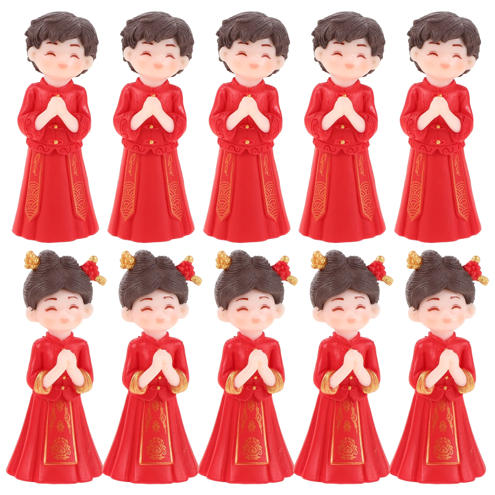 

5Pairs Chinese Wedding Couple Statues Miniature Micro Landscape Cake Topper Romantic Traditional Asian Marriage Decoration