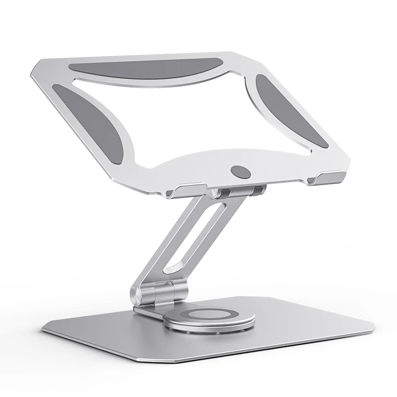 L02 Aluminum 360 Rotating Foldable Laptop Stand Height Adjustable Cooling Notebook Riser Holder