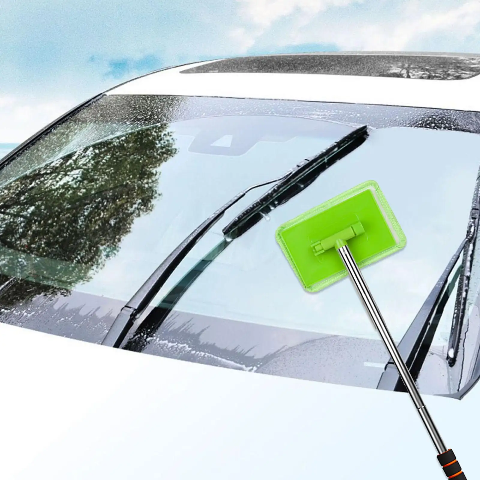 Car Window Cleaner Extendable Long Handle Household Office Cleaning Telescopic Microfiber Window Cleaning Tool Car Washer Tool