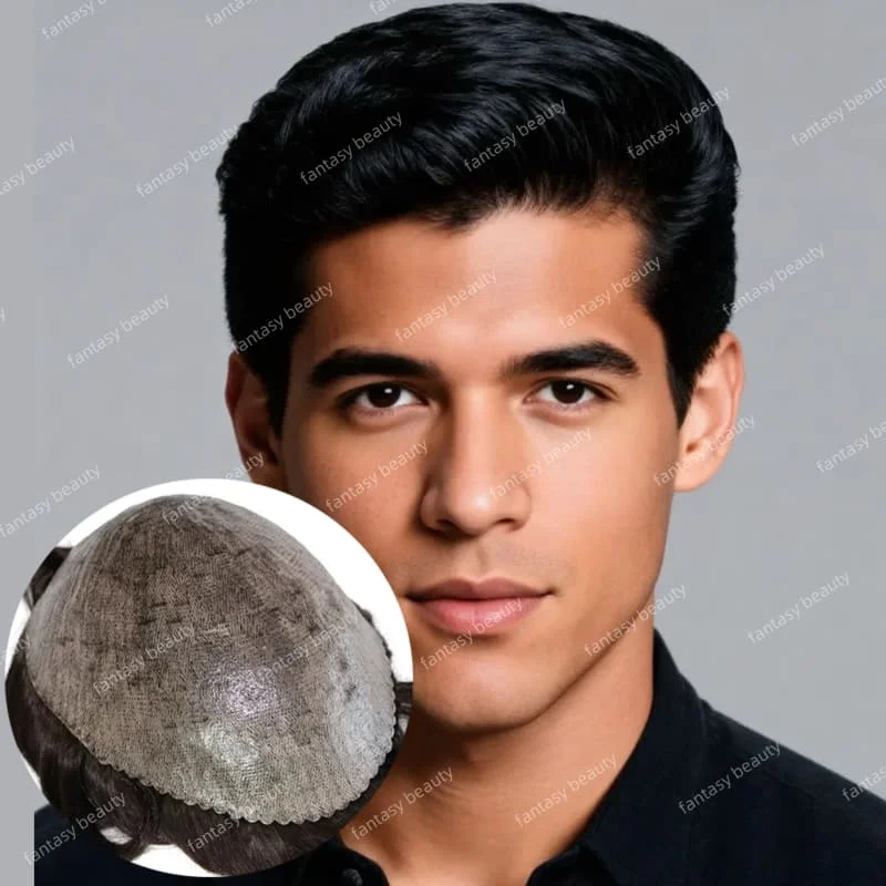 

Super 0.1-0.12mm Injection thin Skin Male Hair Prosthesis Men's Wig 6" Wigs For Man 100% Human Hair Toupee capillary prosthesis