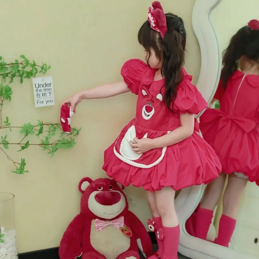 Nuove ragazze vestito carino orso fragola dolce principessa gonna bambini partito gonna Lolita Cosplay fotografia Costume regali di compleanno