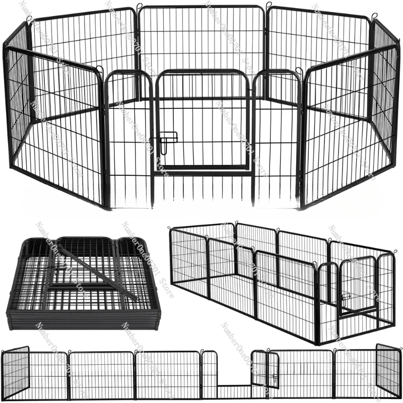 

Высокопрочный черный железный манеж для собак 24 дюйма, 8 панелей, манеж для домашних животных