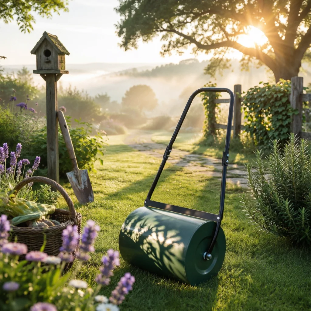 Heavy Duty Manual Lawn Roller Rounded Corners Push Handle Sod Roller Welded Frame Garden for Outdoor Ground