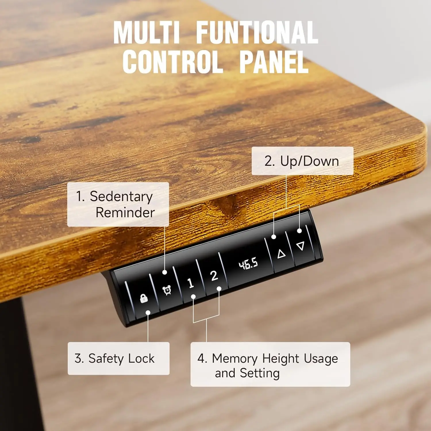 Electric Standing Desk 47.2 Inch,Height Adjustable Sit Stand Up,Cable Clip,Wood Desktop,Work Home Office Computer PC Table,Brown