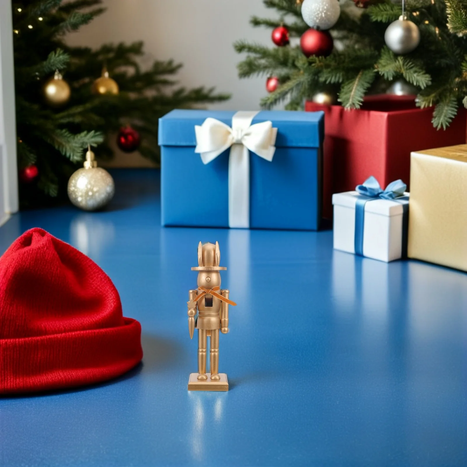 

26Cm Wooden Bunny Nutcracker Ornament - Spring Festival Decor Centerpiece for Easter Party Home Decoration - Holiday Rabbit