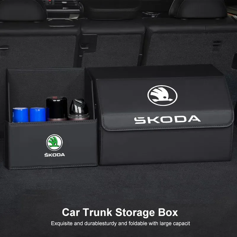 Caixa organizadora de porta-malas de carro, grande capacidade, armazenamento de artigos diversos, saco de arrumação para skoda octavia superb fabia kamiq kodiaq rapid yeti karoq