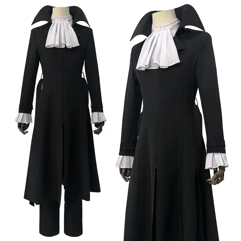 

DY2025HOLOUN Bungo Anime Akutagawa Ryunosuke Cosplay Costume Wig Oversize Lining Coat Elastic Pants Shirt Belt Daily Wearing Cos