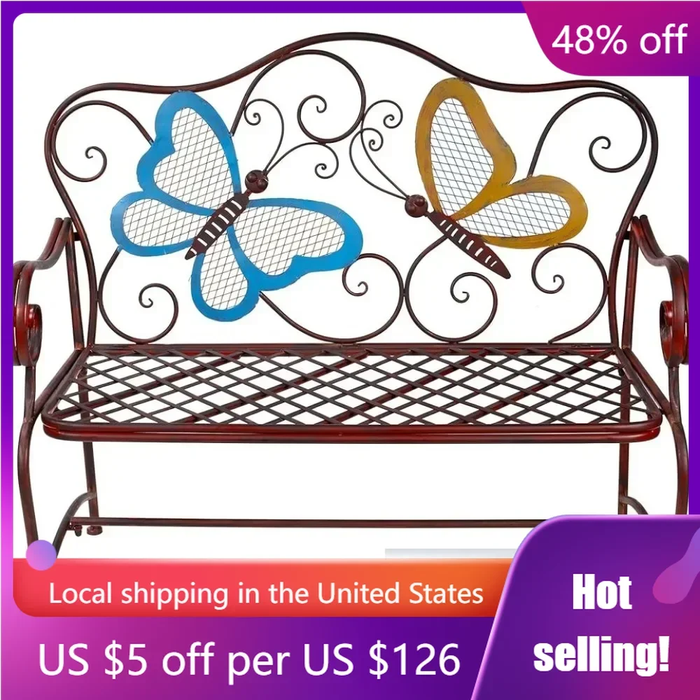 Outdoor bench, 45 x 23 outdoor double butterfly garden bench, outdoor bench
