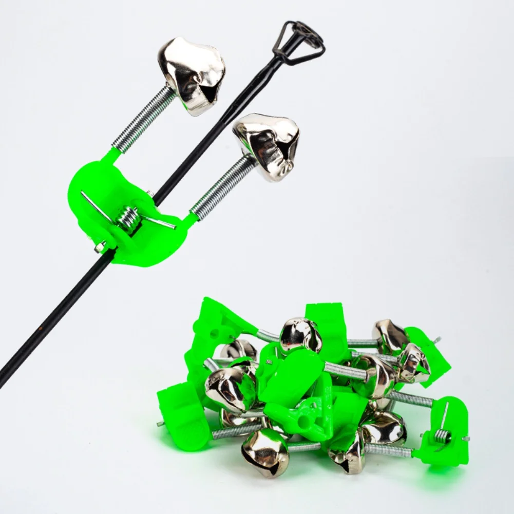 10 قطعة/20 قطعة أجهزة إنذار دغة الصيد الصيد رود جرس قضيب المشبك تلميح كليب أجراس حلقة الأخضر ABS الصيد اكسسوارات أدوات في الهواء الطلق جديد