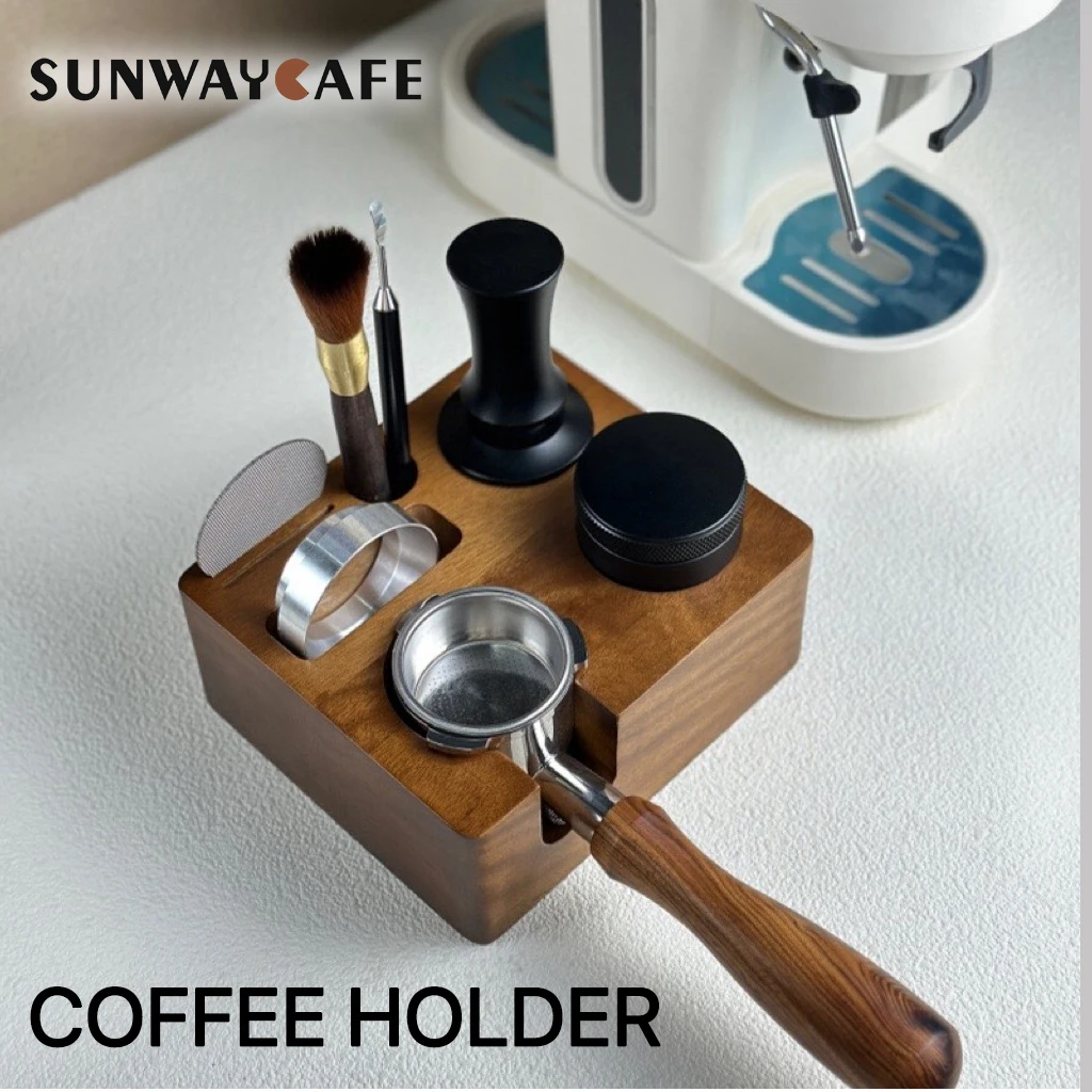 Coffee Portafilter Holder 58mm Wooden Coffee Tamper Stand Espresso Coffee Maker Support Base Rack Coffee Accessories for Barista