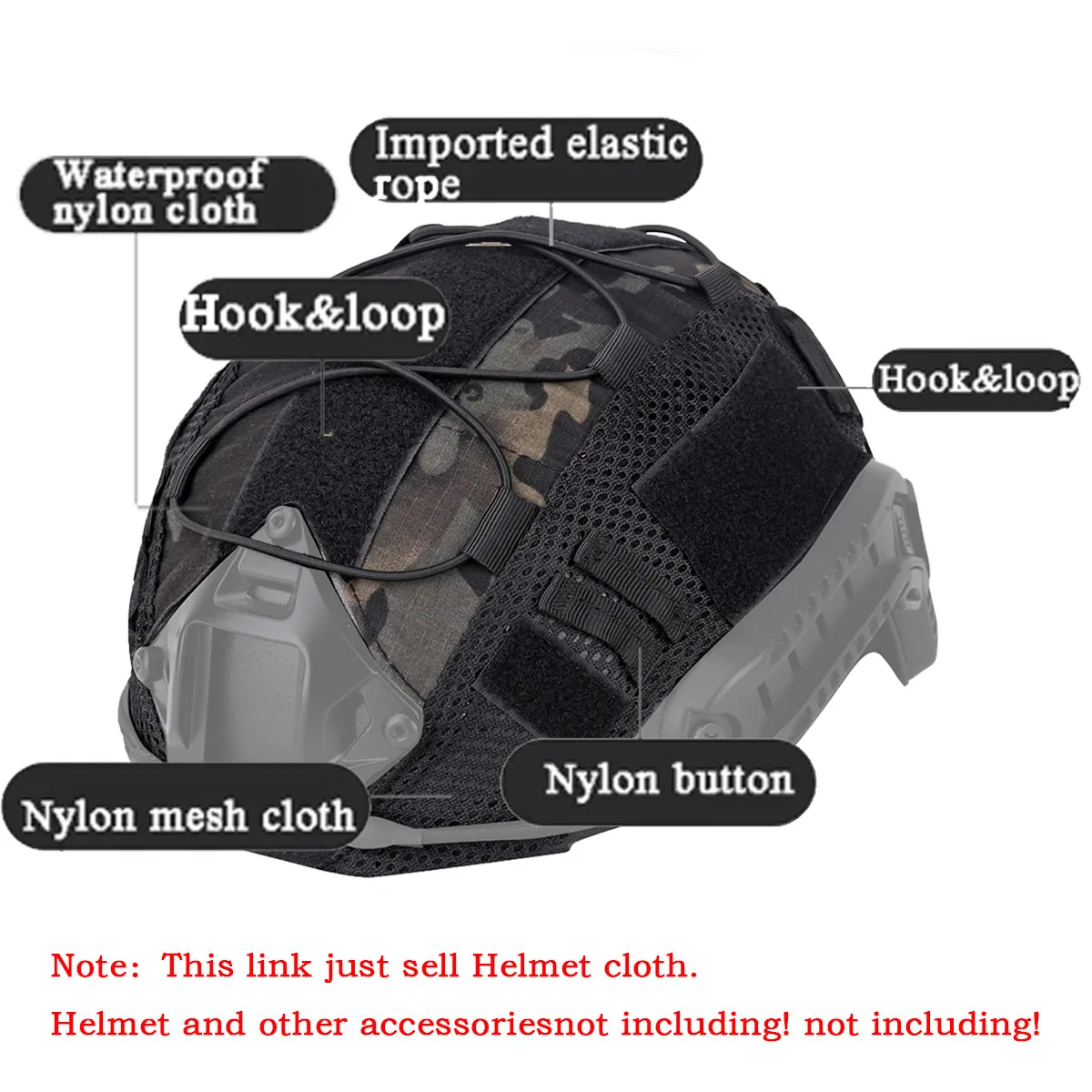 Tactical Nylon Helmet Cover Protector Fast MH PJ BJ Multicam Airsoft Headwear Helmets Accessories (Helmet Not Included)