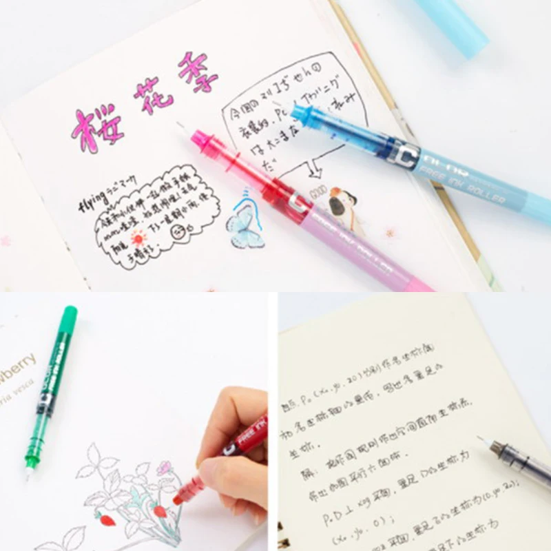 Kim Loại Bút Gel Thẳng Chất Lỏng Loại Màu Nước Văn Phòng Phẩm Văn Phòng Học Đồ Dùng Học Sinh Viết Гелевая Ручка 1