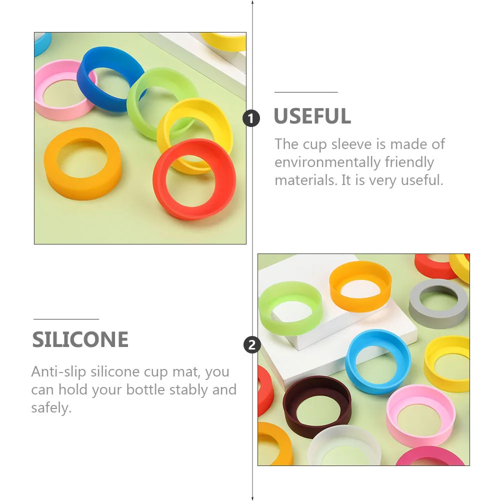 

9Pcs Water Bottle Sleeve Heat Resistant Silicone Cup Mat Protective Anti Slip Bottle Holder Cup Bottom Guard Sleeve