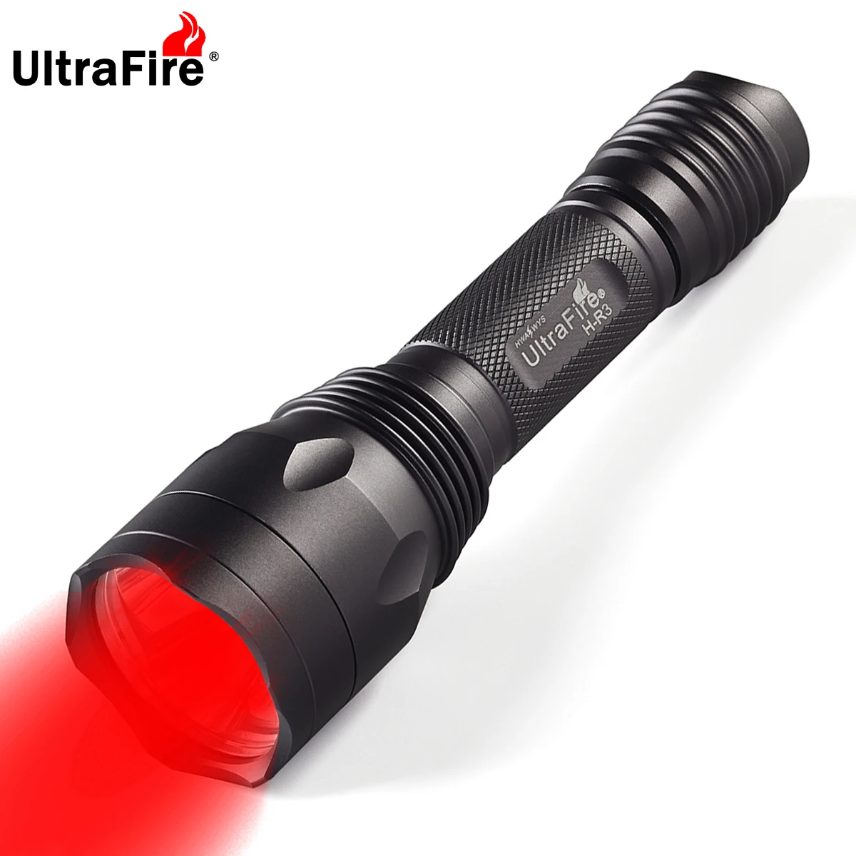 UltraFire H-R3 Red Hunting Flashlight 650LM 256 Yards Single Mode Tactical LED Torch Night Predator Light for Hog Coyote Varmint