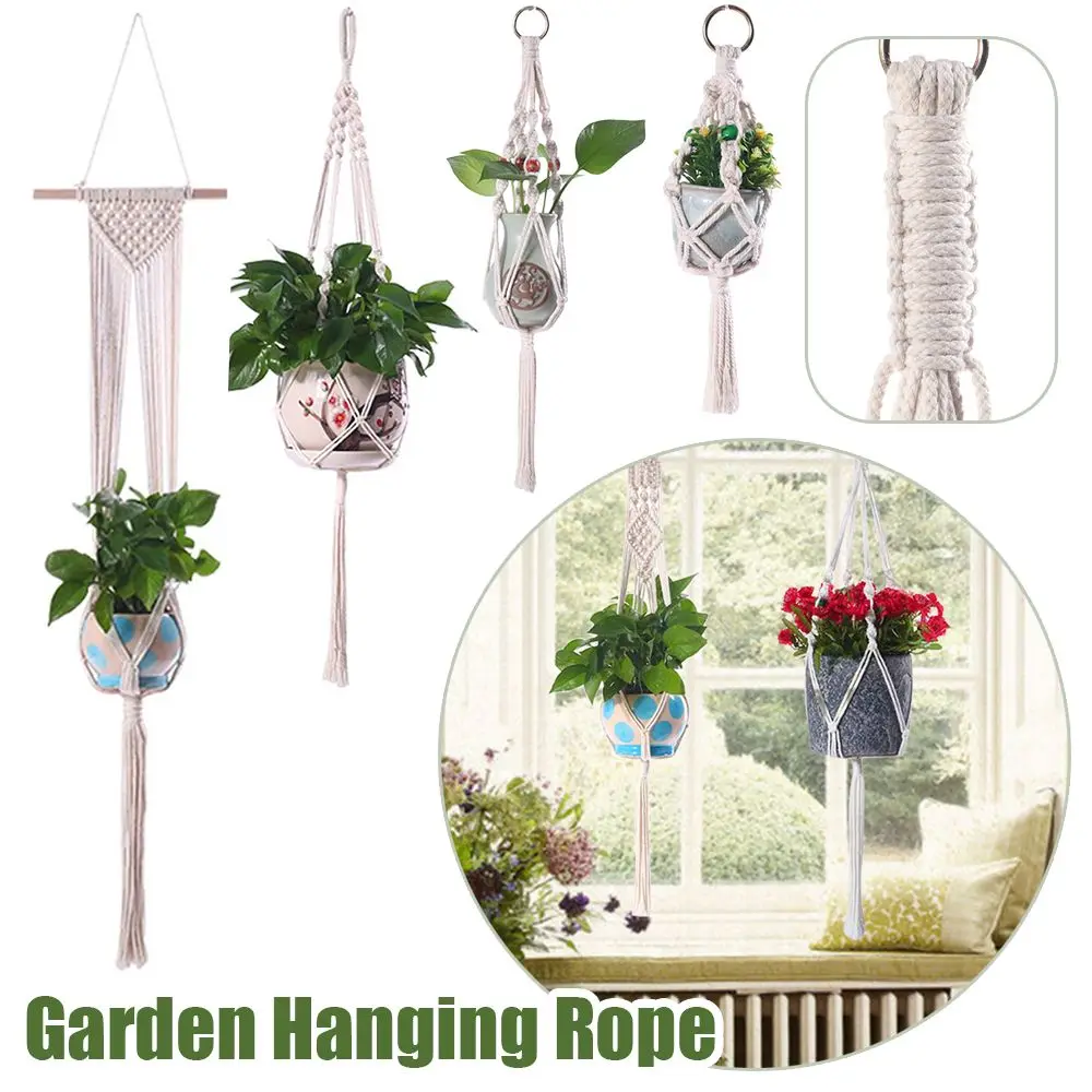 

Home Decors Hooks Knotted Hanging Basket Flower Pot Holder Garden Plant Hanger Planter Basket Rope