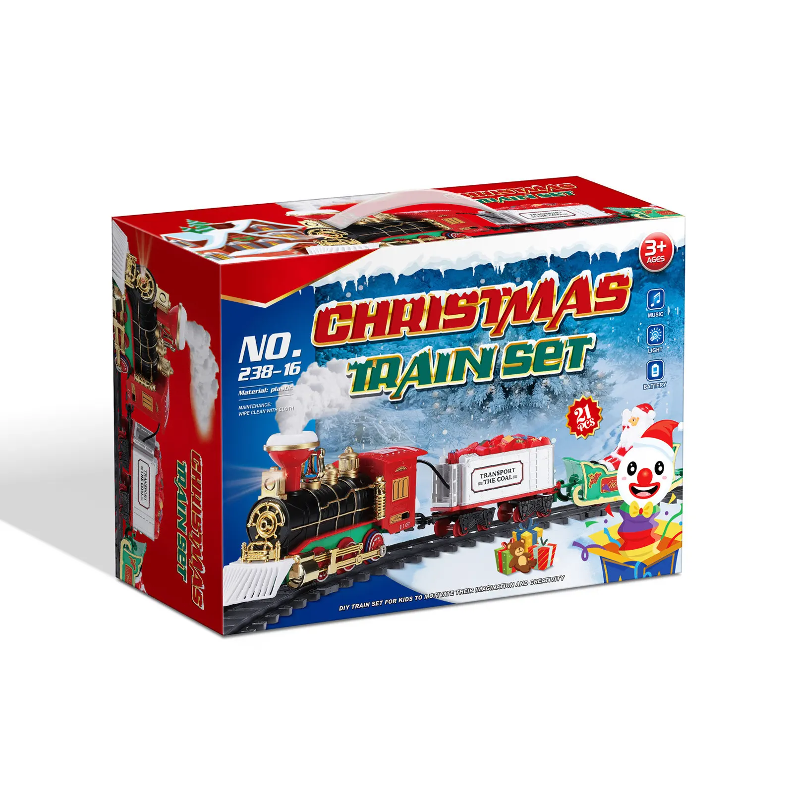 

Electric Christmas Train Set Steam Engine Locomotive Light Sound Decorative Cards Festive Atmosphere Christmas Train Set