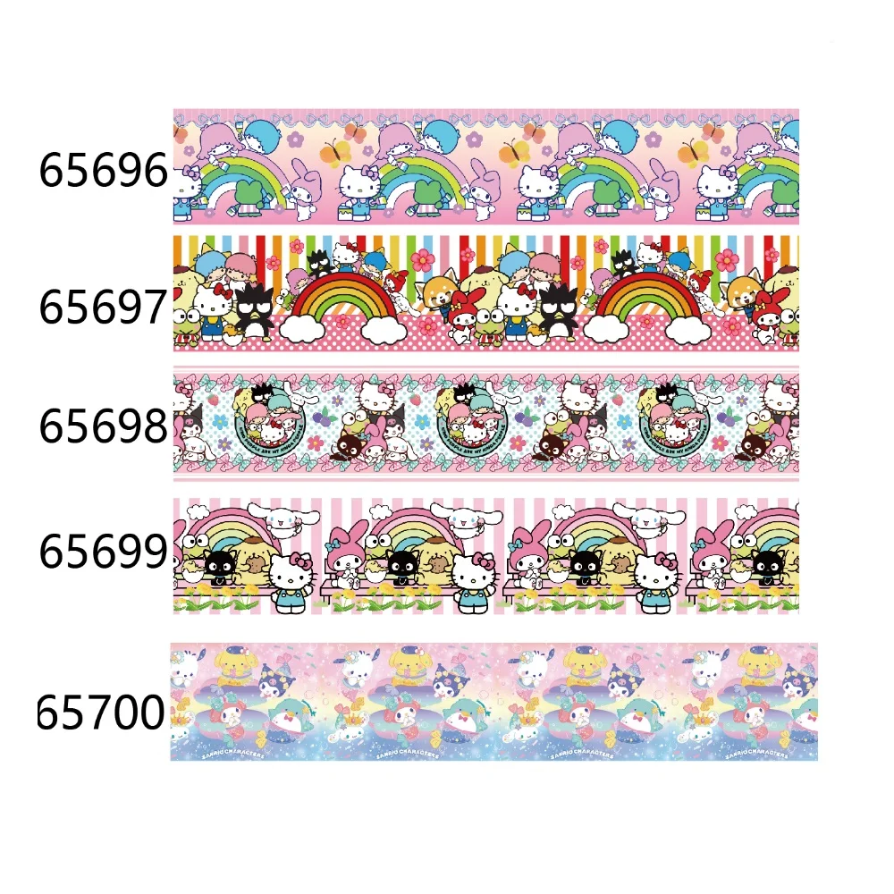 (50yards) Sanrio Hello Kitty and Friends Cartoon Grosgrain Ribbon for Hairbows Sewing Accessories Craft Materials Gifts