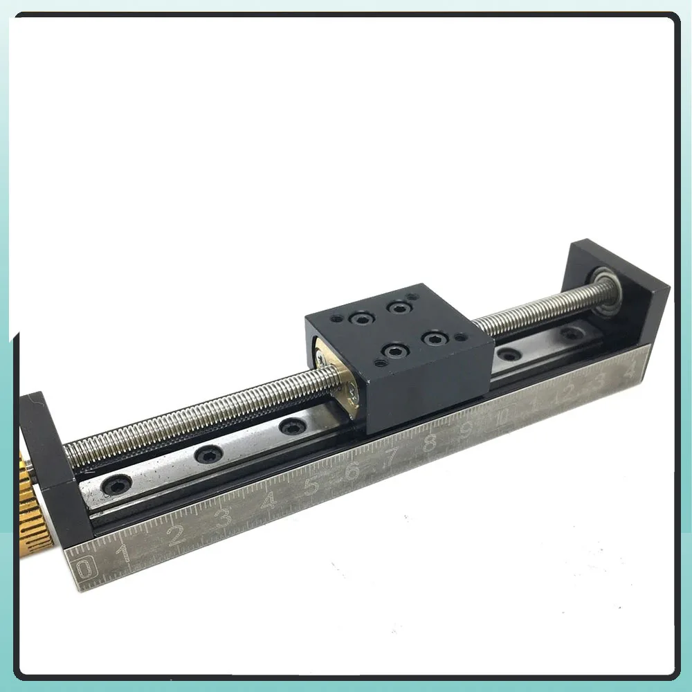 Handwheel T-type Slide Table 50~300mm Stroke Mini Manual Linear Module 1-12mm Pitch Scale Handwheel Line Rail for CNC 3D Printer