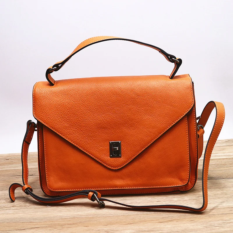 

2024 Genuine Leather Handbag For Women Female Real Cowhide Vintage Luxury Design Lady's Shoulder Bag Crossbody Bags High Quality