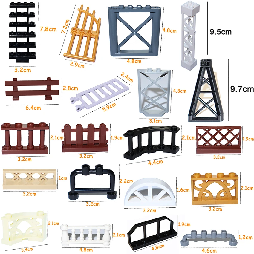 City Accessories Building Block MOC Part Fence Railing Stair Barrier Ladder Guard Bar Castle Garden Farm Assemble Brick 19121