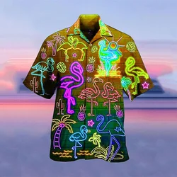 Men's Neon Shirt Hawaiian Shirt Fluorescent 3D Printing Street Casual Short-sleeved Clothing Fashion Casual Beach Shirts
