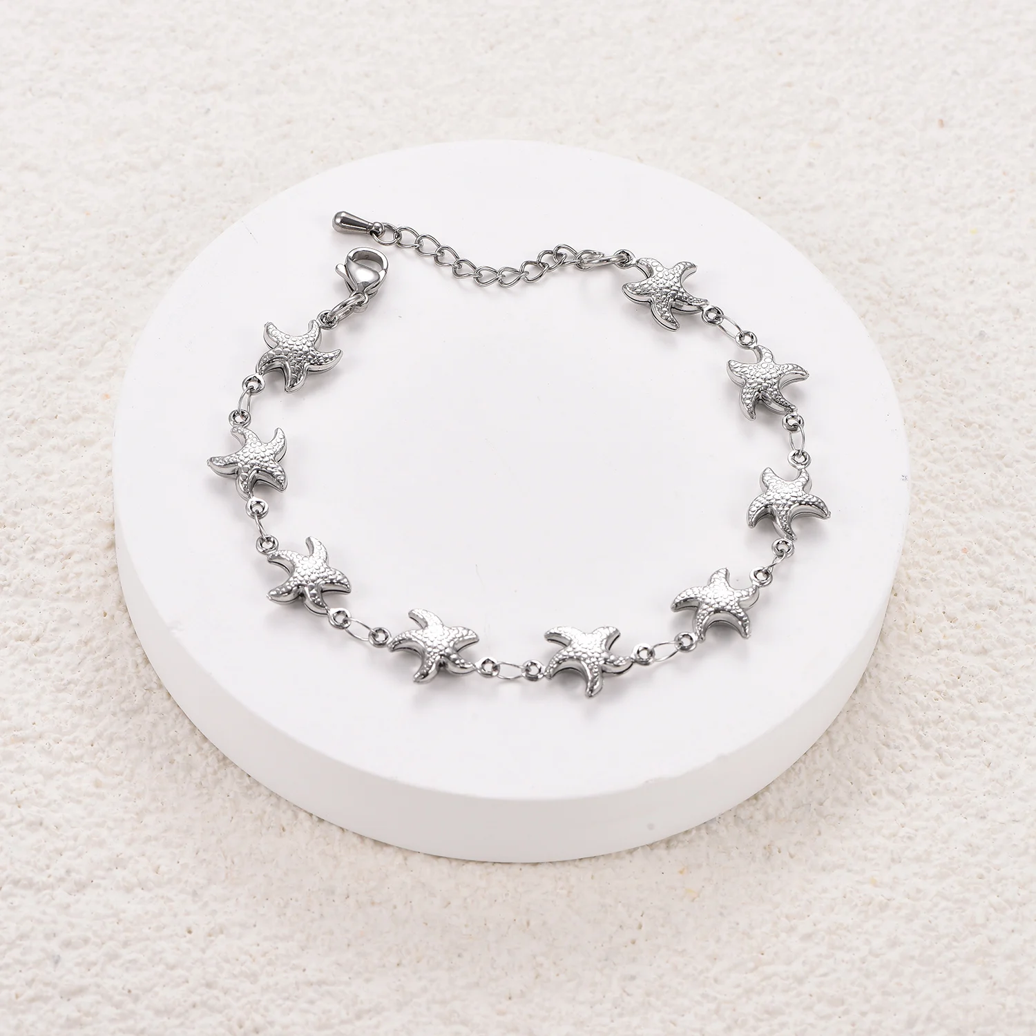 Silber- und Goldplattierte Edelstahl-Metall-Seestern-Armbänder, Armbandketten, Strand-Fußkettchen, Sommer-Urlaubsschmuck für Frauen – Detail 2