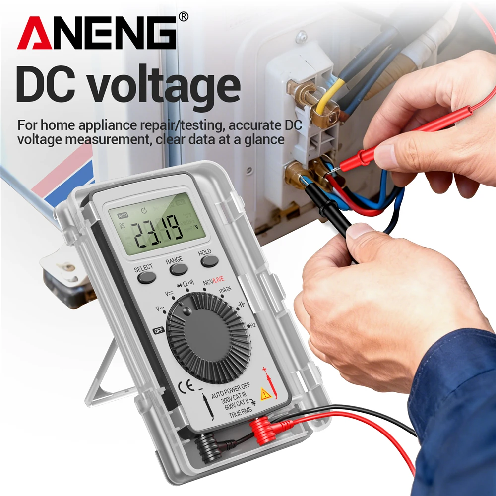 

Мультиметр ANENG AN101 Smart: мини-измеритель напряжения и тока AC/DC, 4000 измерений, NCV, измерение сопротивления, целостности цепи, емкости, инструмент для DIY-проектов