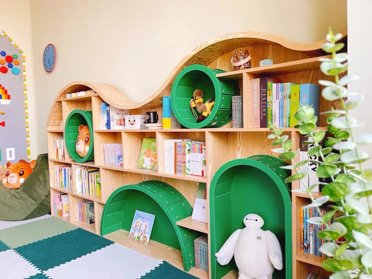 Hall Floor to ceiling Arch Bookcase Kindergarten Library Picture Book Shelf