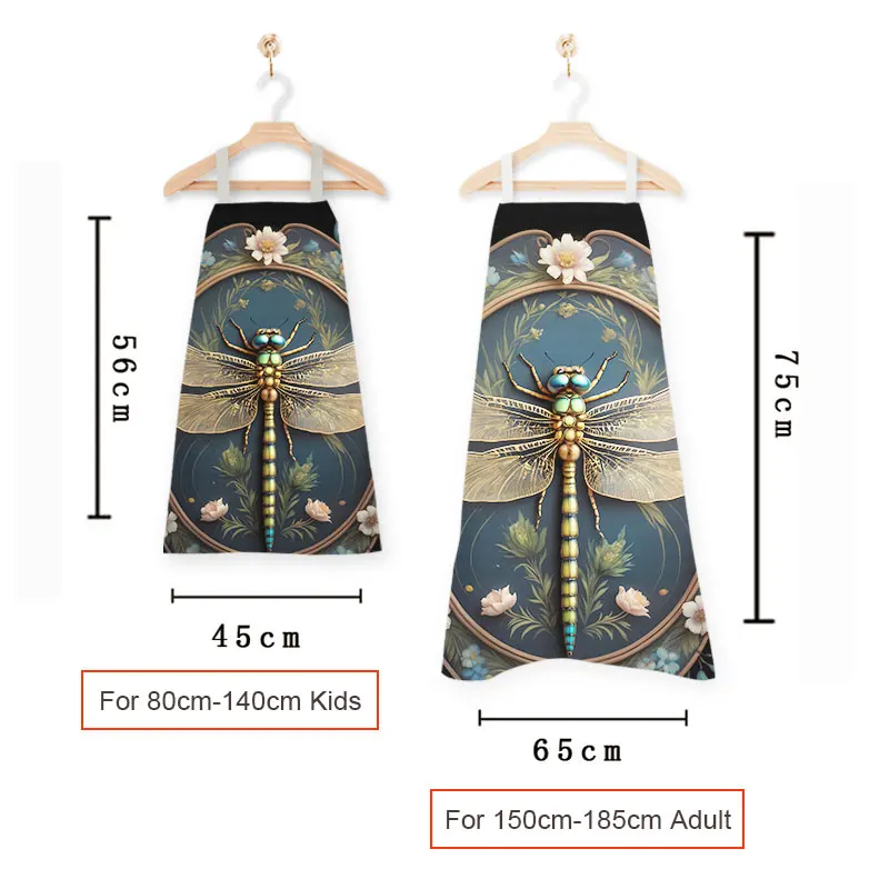 3D Print Cartoon Golden Bee and Flower Kitchen Aprons Children Bib Women Men Home Cleaning Clothing Barber Waiter Linen Pinafore