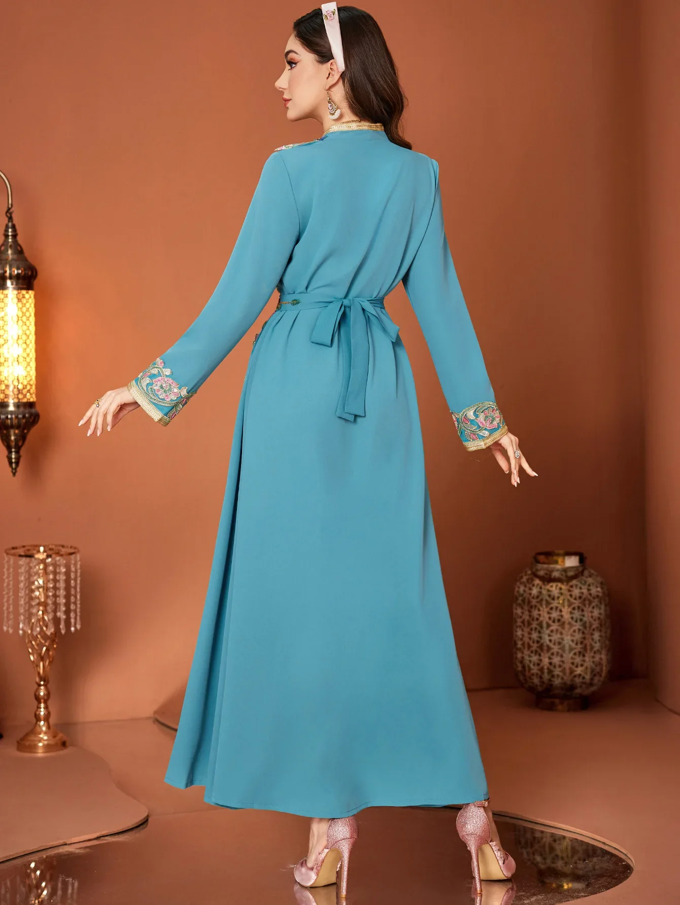 فستان العيد الإسلامي للنساء عباية دانتيل ماسي مزيف 2 قطعة فساتين طويلة فيستدوس لارغوس حفلة قفطان رمضان دبي رداء طويل 2026