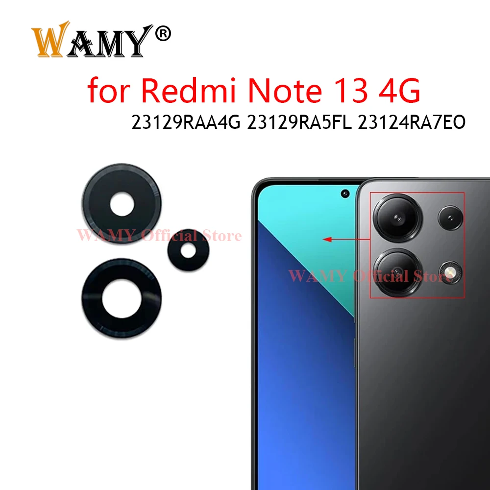 WAMY 1 Set Rear Back Camera Glass Lens Replacement For Xiaomi Redmi Note 13 4G/ 5G with Sticker