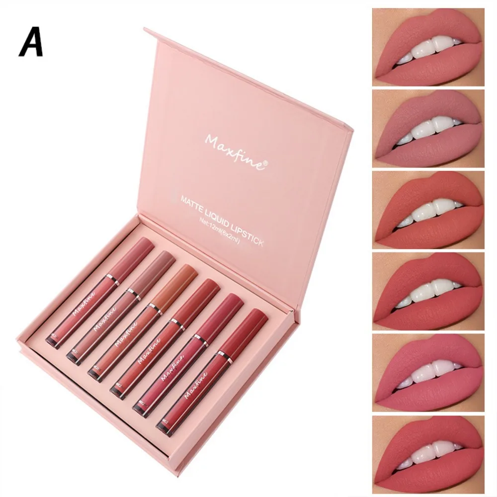 6Pc Lip Tint Set Lippenstift Langdurige Waterdichte Tint Niet Gemakkelijk Te Plakken Cup Blijvende Cosmetica Koreaanse Make-Up Matte Lippenstift