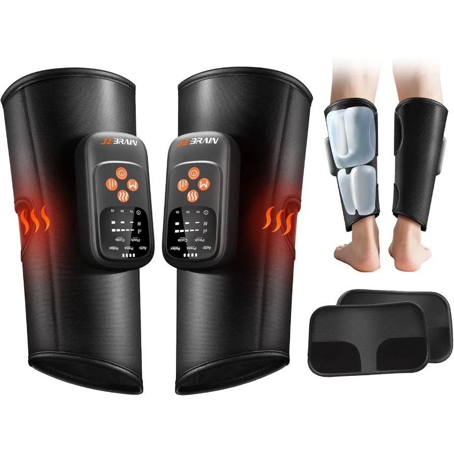 

Air Compression Leg Massager with Heat for Enhanced Circulation and Muscle Pain Relief: Rechargeable Sequential Calf Massager w