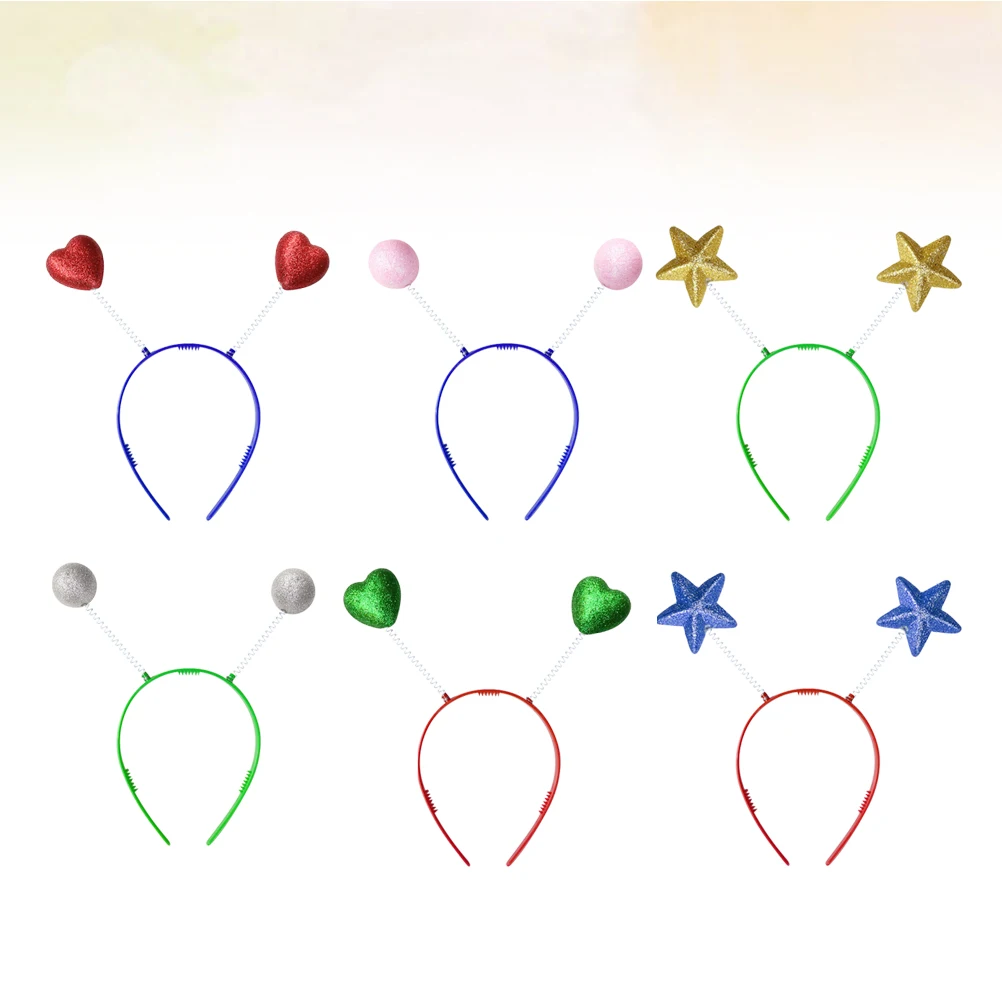 

12pcs Spring Hair Hoop Love Heart Star Design Comfortable Party Headdress For Kids Girls Lightweight Fun Wear Random Style