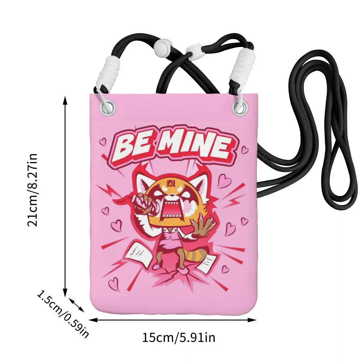 Custom Aggressive Retsuko Mobile Phone Bag for Men Women Animation Shoulder Crossbody Bag Card Bag Mini Shoulder Purse Wallet