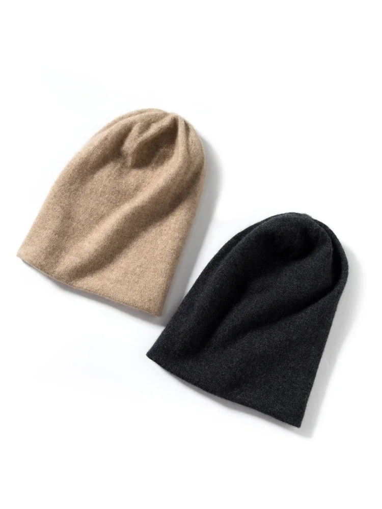 New Color Matching Women 35% Cashmere Double Faced Beanies Caps Casual Hat Men Wool Soft Autumn Winter Real Natural Fabric