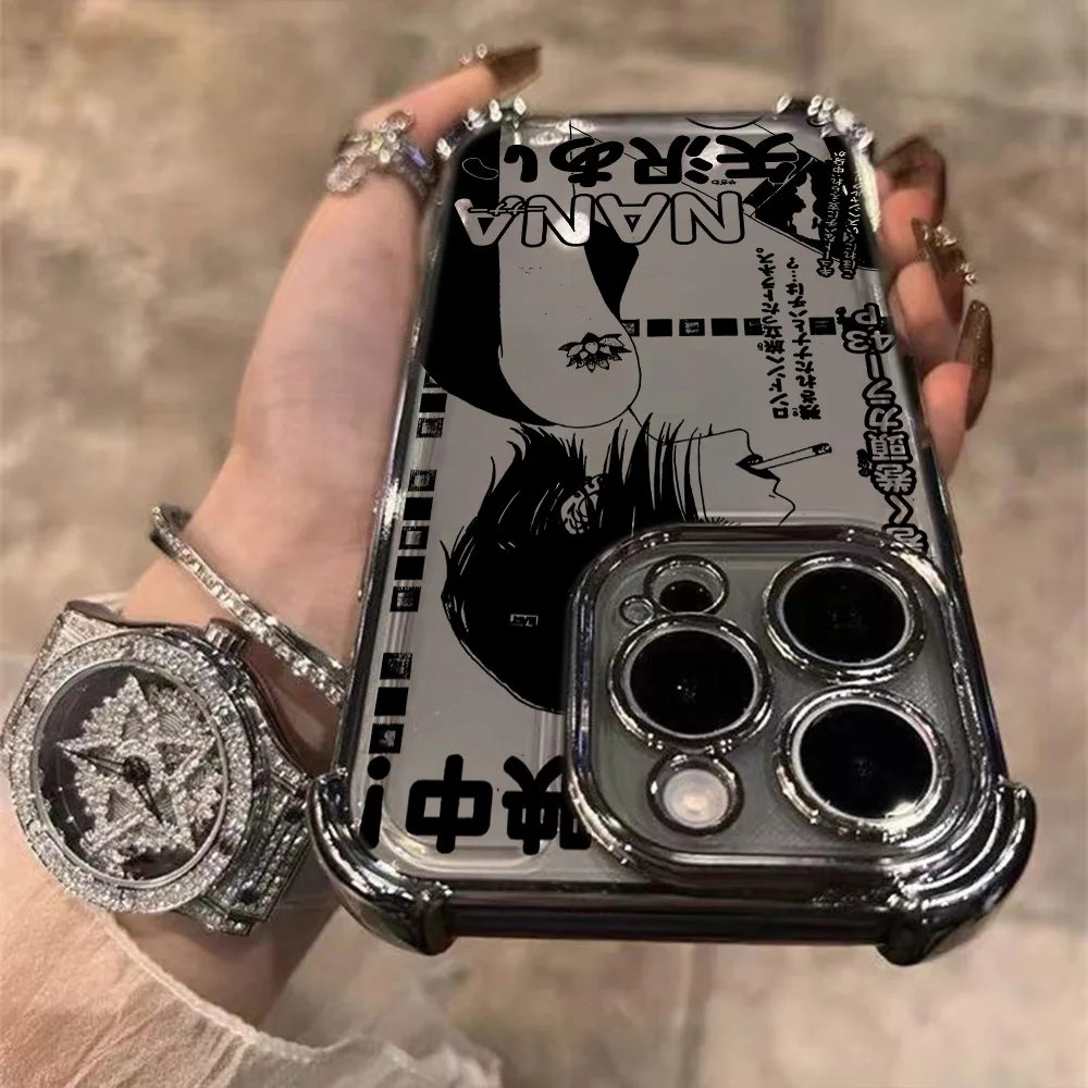 애니메이션 쿨 나나 오사키 라인 도금 케이스, 삼성 S25, S24, S23, S22, S21, S20 FE, 노트 20 플러스, 울트라 4G, 5G 낙하 방지 에어백 커버