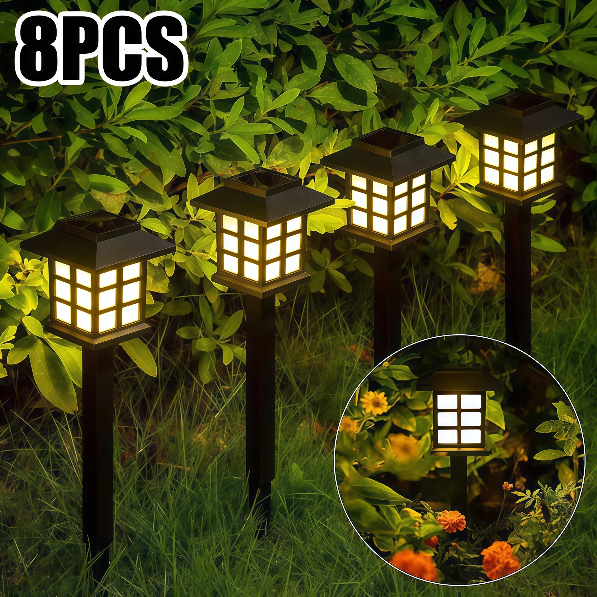 1-8PCS Solar Pathway Light Outdoor Solar Lamp Waterproof Landscape Lighting for Garden Yard Patio Walkway Driveway Camping Decor